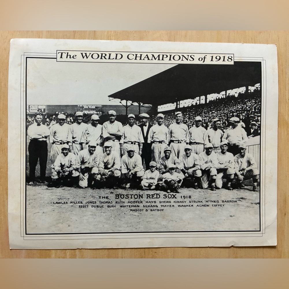 Boston Redsox 1918 World Champions Shawmut Bank Promo 8.5” x 11” Photo Card